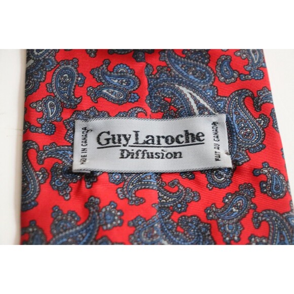 Guy‎ Laroche Paris Luxury Tie Red Paisley Pattern Printed Silk Necktie Diffusion - Picture 3 of 4